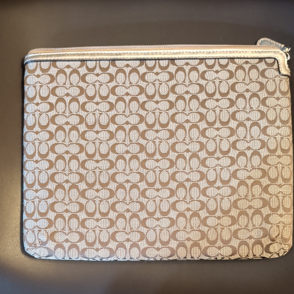 Coach Signature Canvas Tablet Sleeve in Tan and Brown